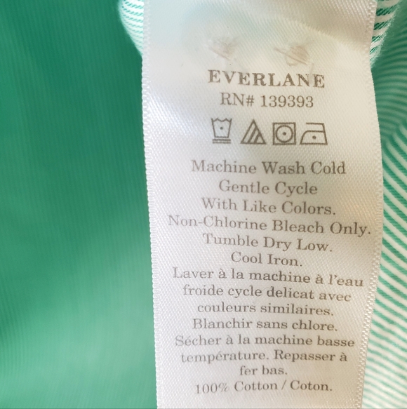 Everlane Mint Cotton Striped Cotton Button Down Shirt Top Size 10 NWT - Picture 8 of 10